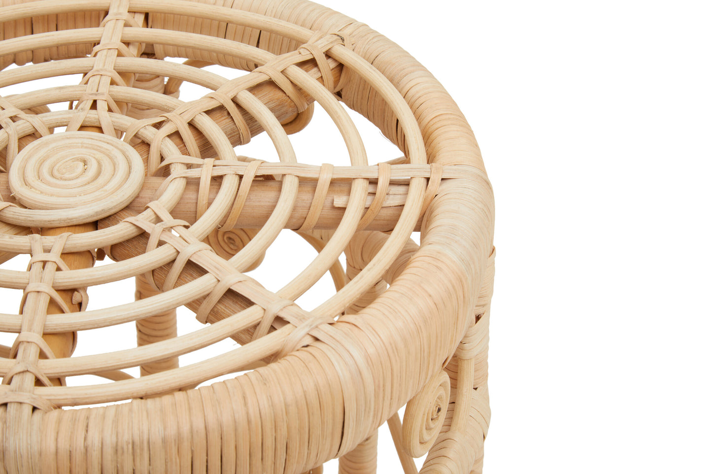 India Set of 2 Natural Rattan Boho Side Tables