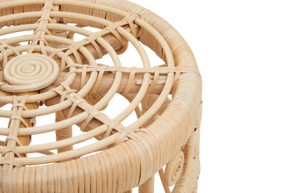 India Set of 2 Natural Rattan Boho Side Tables