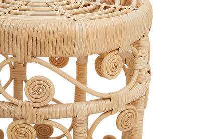 India Set of 2 Natural Rattan Boho Side Tables