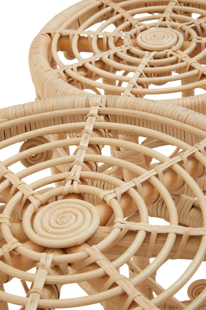 India Set of 2 Natural Rattan Boho Side Tables