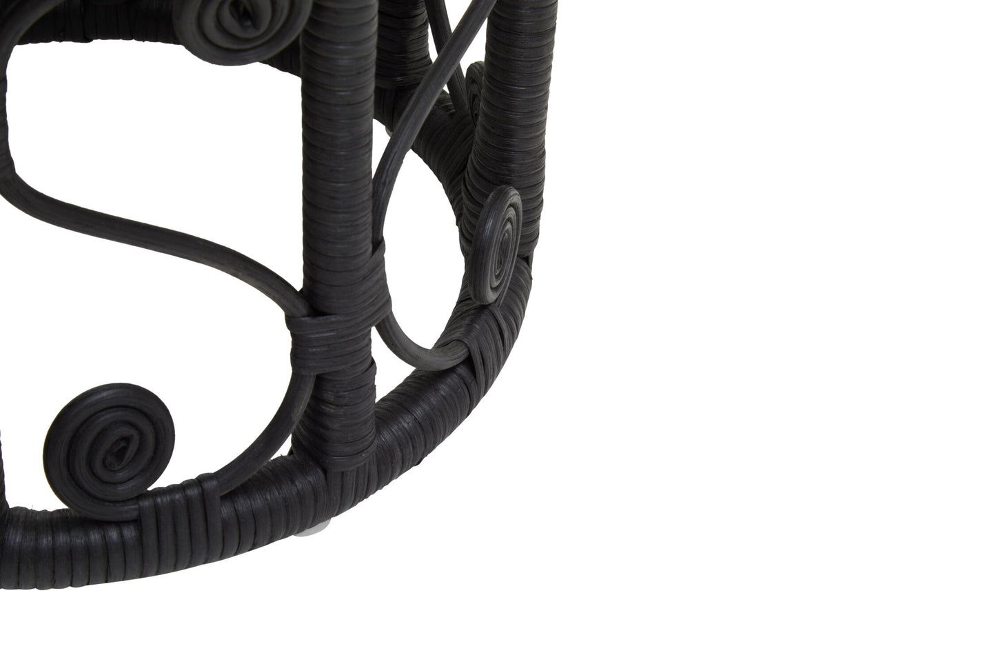 India Set of 2 Black Rattan Boho Side Tables