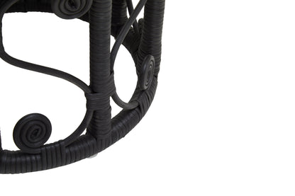 India Set of 2 Black Rattan Boho Side Tables