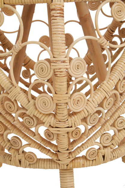 India Large Natural Rattan Boho Side Table
