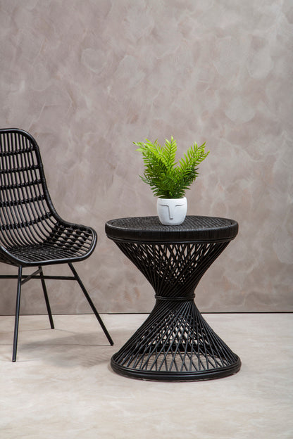 India Black Finish Twisted  Accent Table