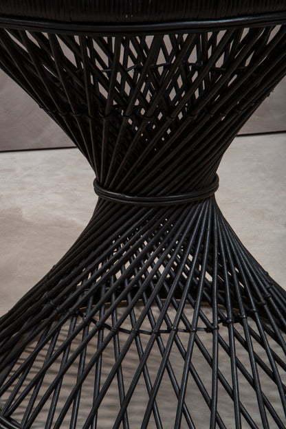 India Black Finish Twisted  Accent Table