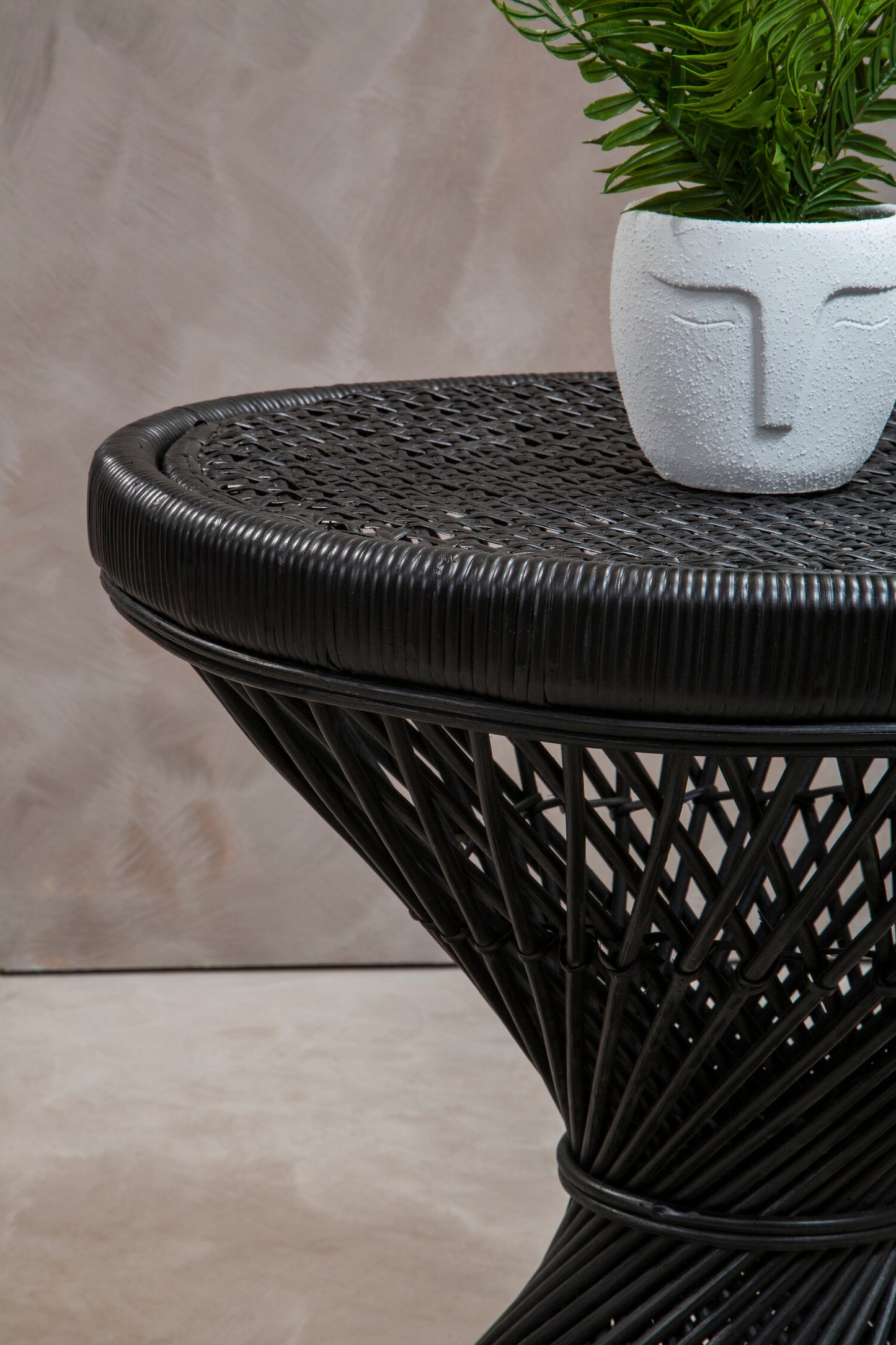 India Black Finish Twisted  Accent Table