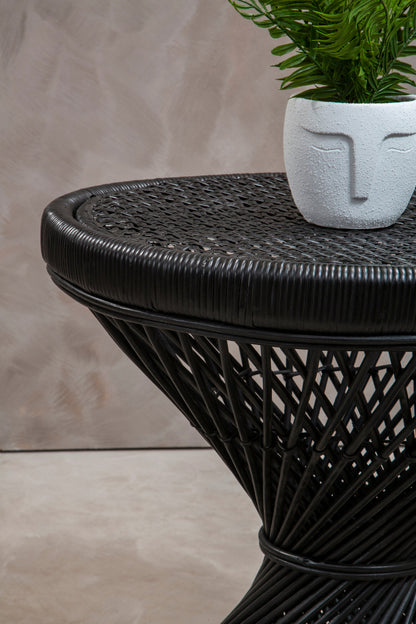 India Black Finish Twisted  Accent Table