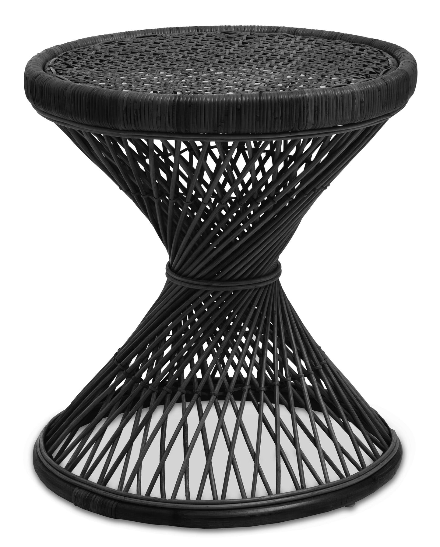 India Black Finish Twisted  Accent Table