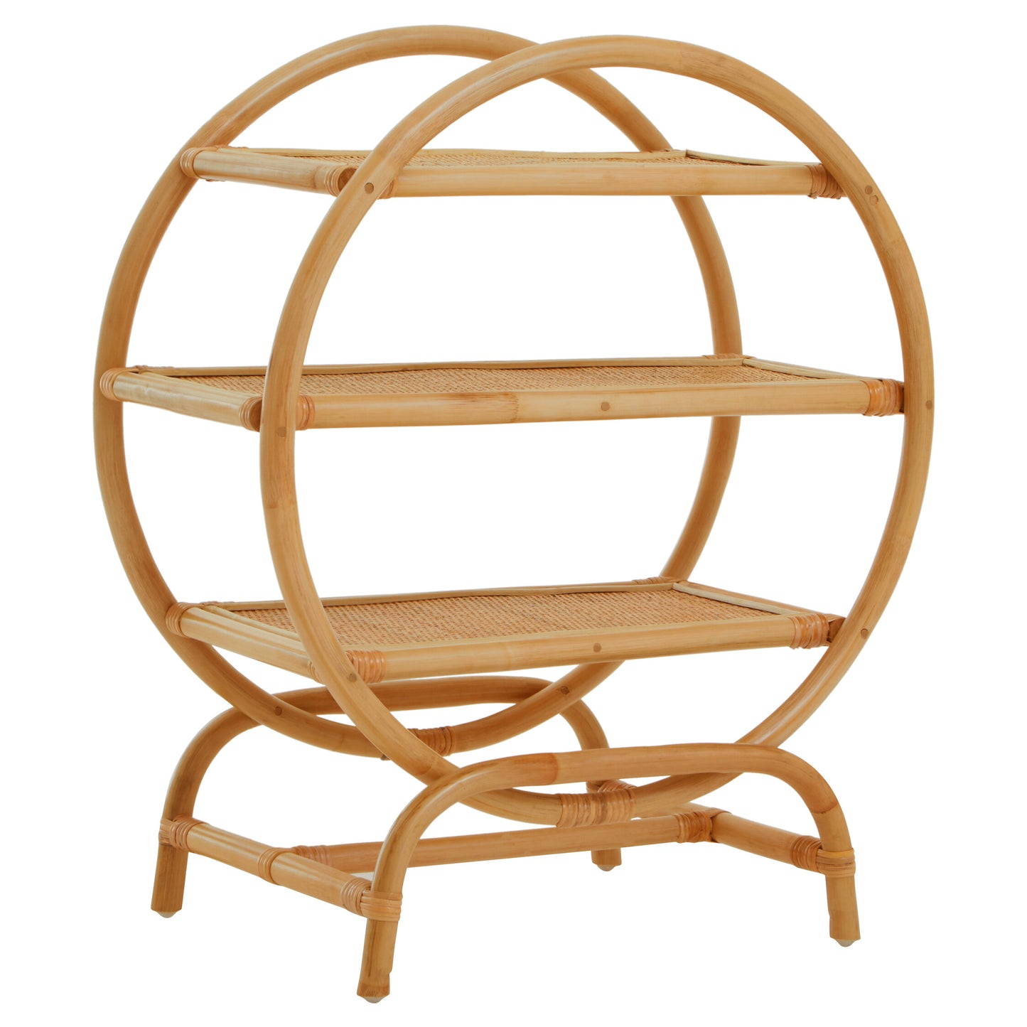 India 3 Tier Natural Rattan Round Shelf Unit