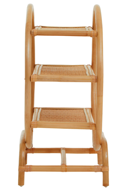 India 3 Tier Natural Rattan Round Shelf Unit
