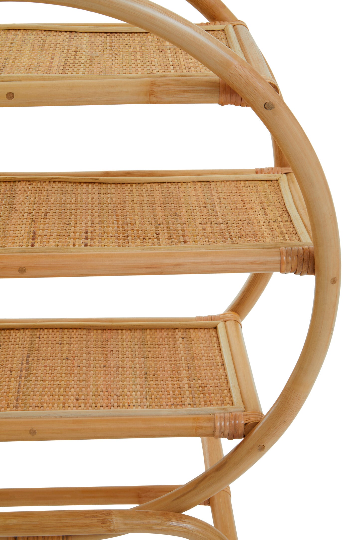 India 3 Tier Natural Rattan Round Shelf Unit