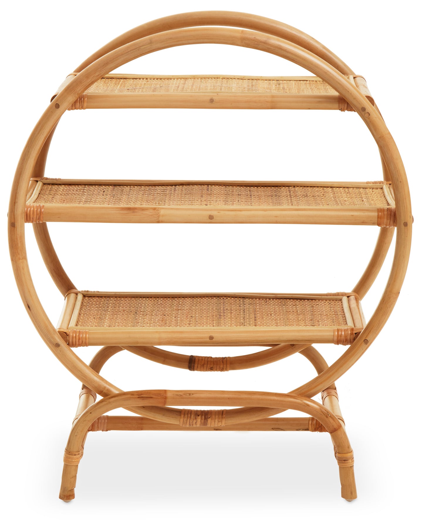 India 3 Tier Natural Rattan Round Shelf Unit