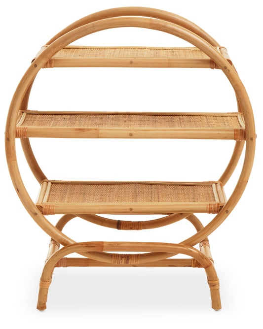 India 3 Tier Natural Rattan Round Shelf Unit