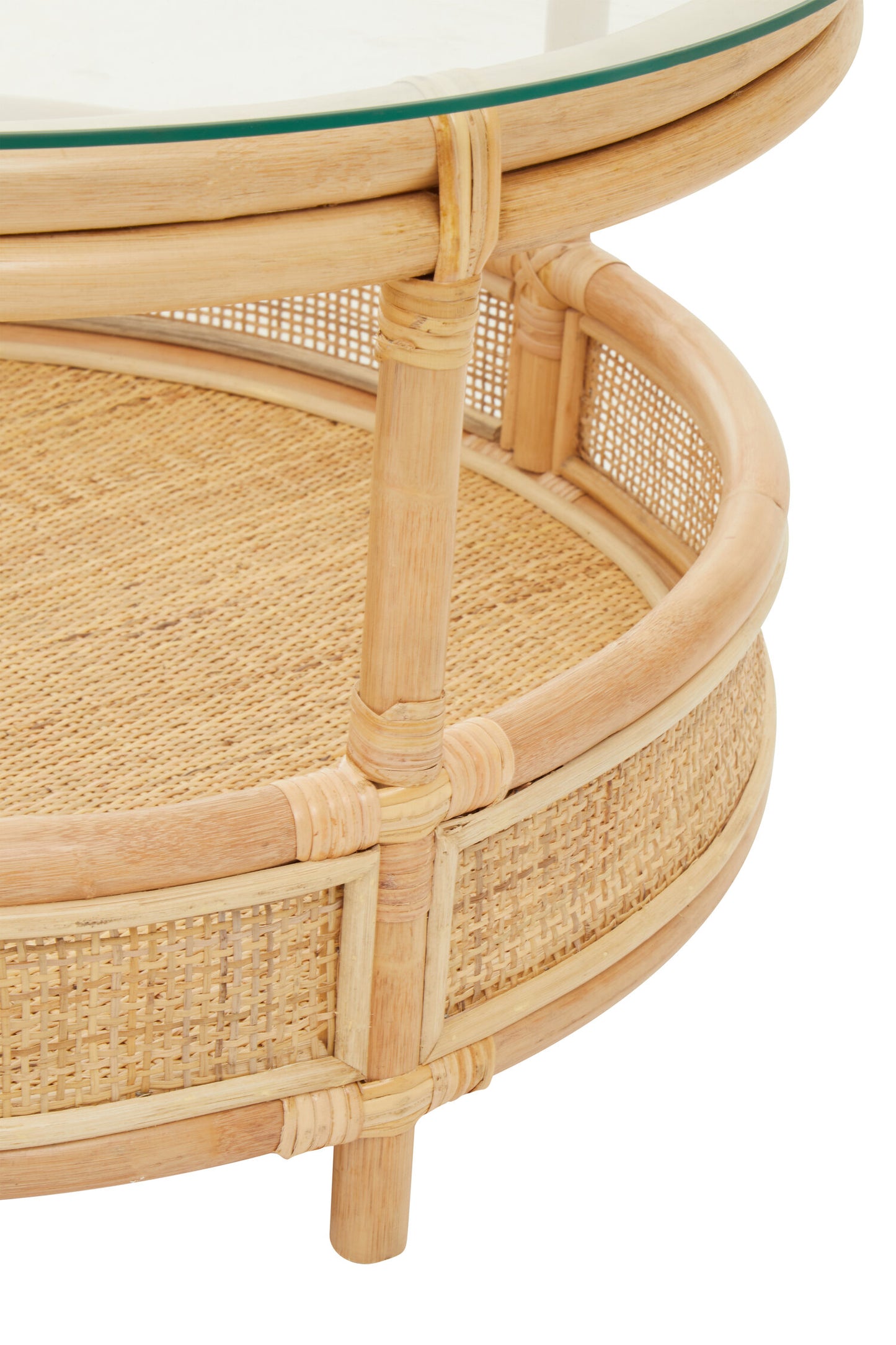 India Rattan Coffee Table With Glass Top