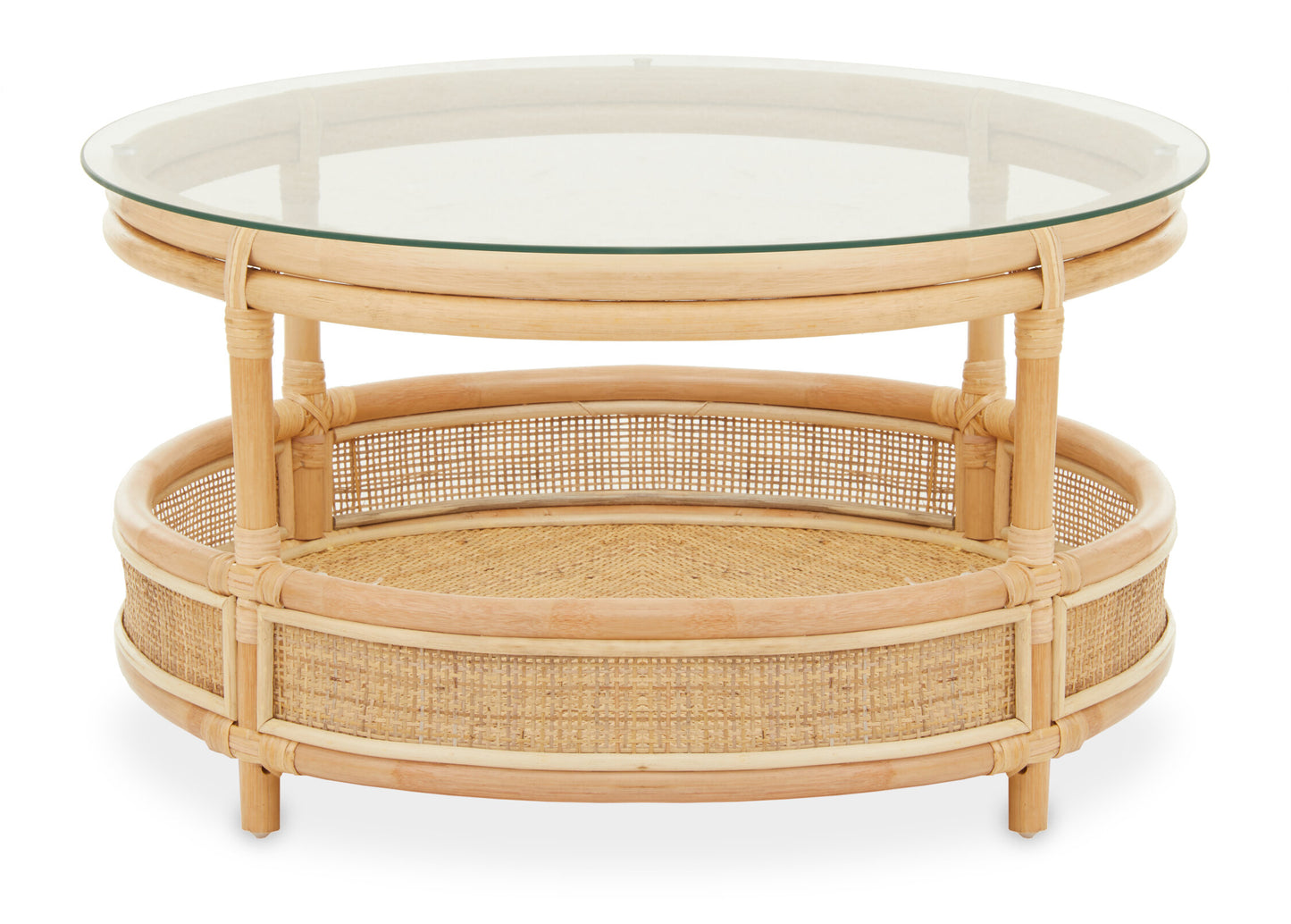 India Rattan Coffee Table With Glass Top