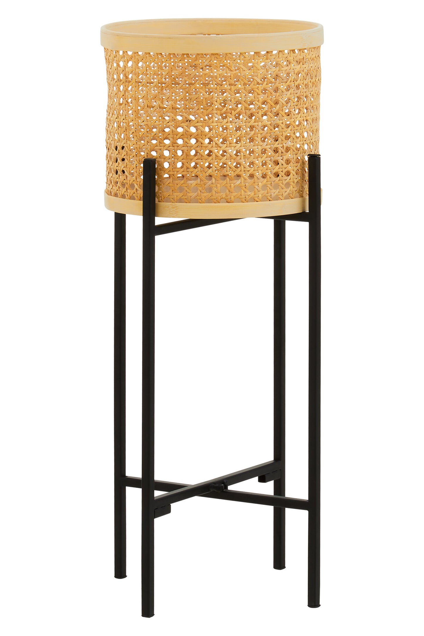 Indy Small Natural Rattan Planter with Metal Stand