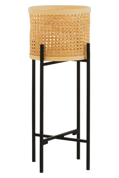 Indy Small Natural Rattan Planter with Metal Stand