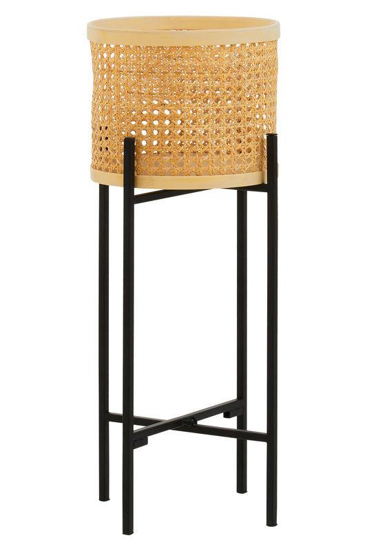 Indy Small Natural Rattan Planter with Metal Stand
