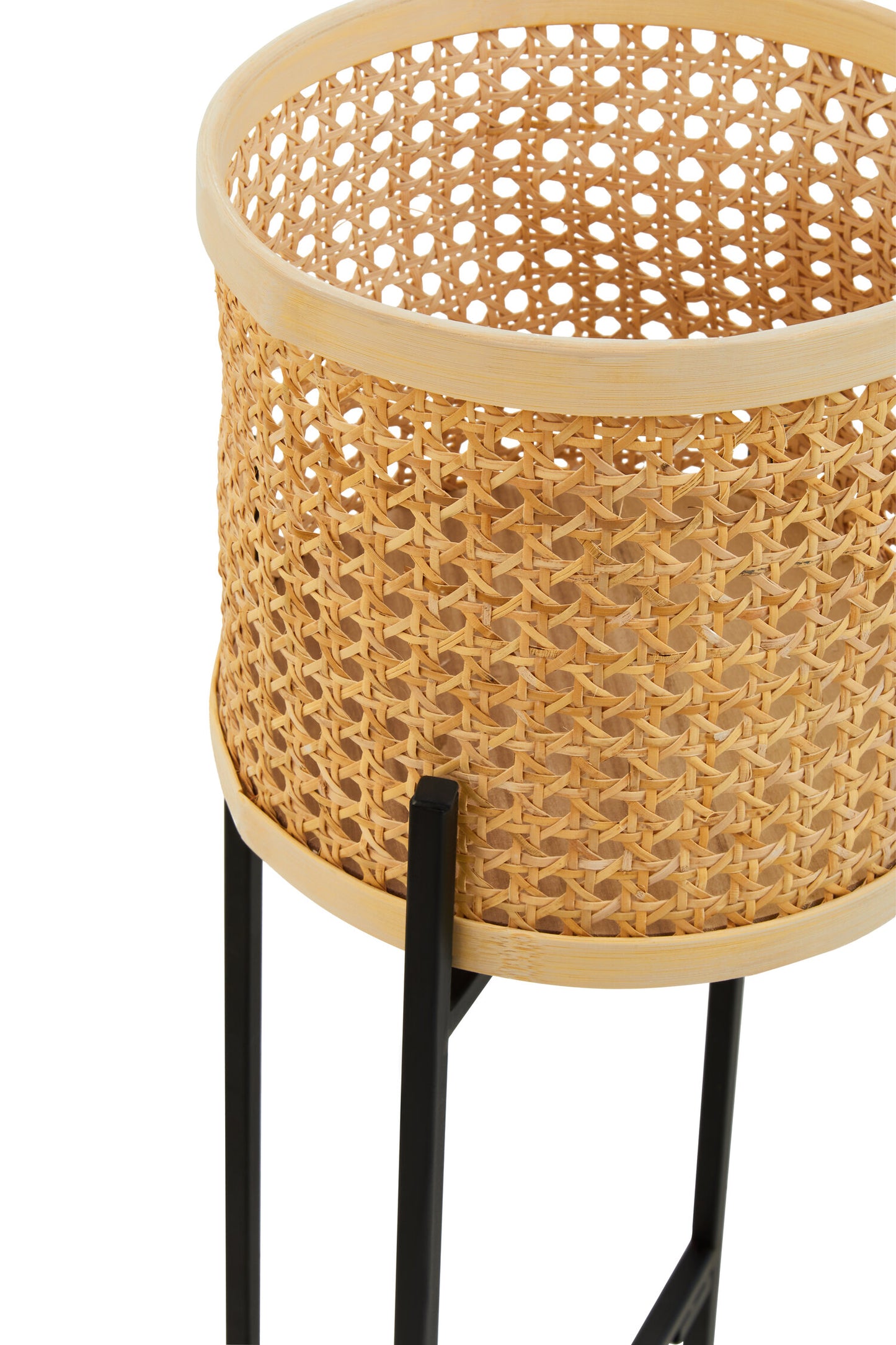 Indy Small Natural Rattan Planter with Metal Stand