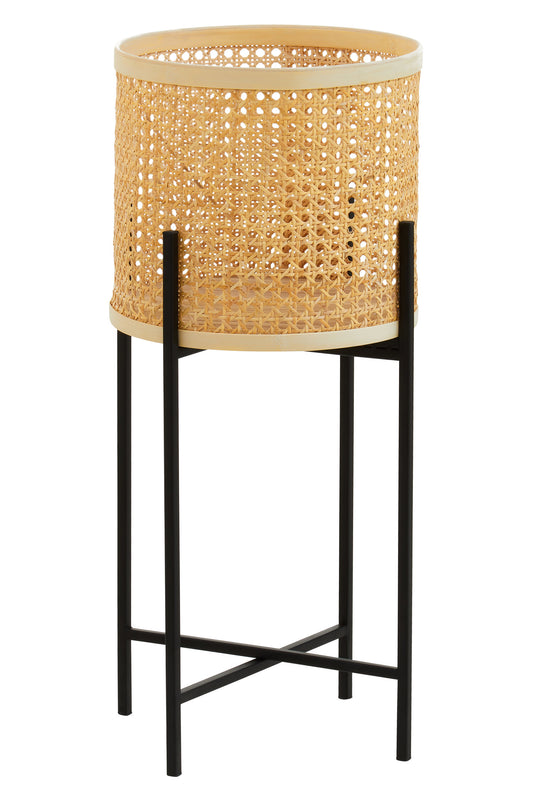 Indy Large Natural Rattan Planter with Metal Stand