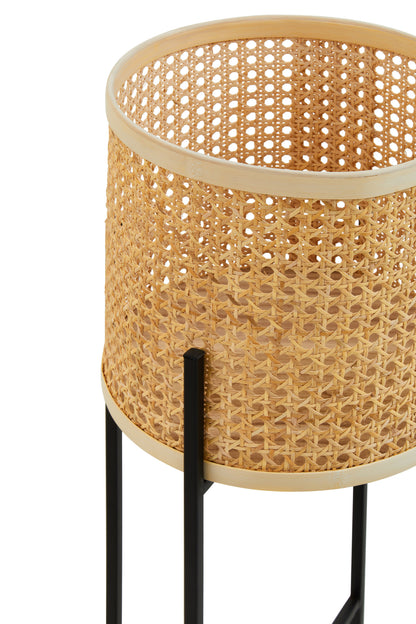 Indy Large Natural Rattan Planter with Metal Stand