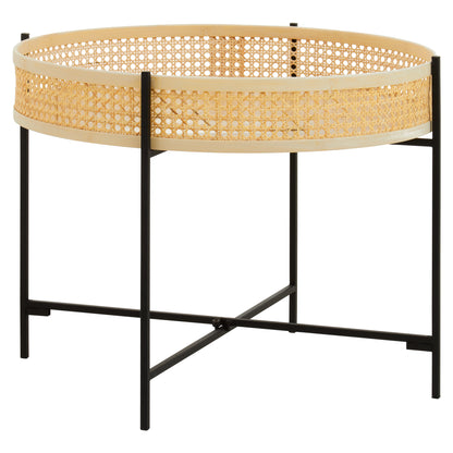 Indy Rattan Coffee Table With Cross Metal Base