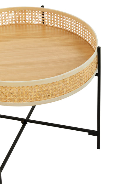 Indy Rattan Coffee Table With Cross Metal Base