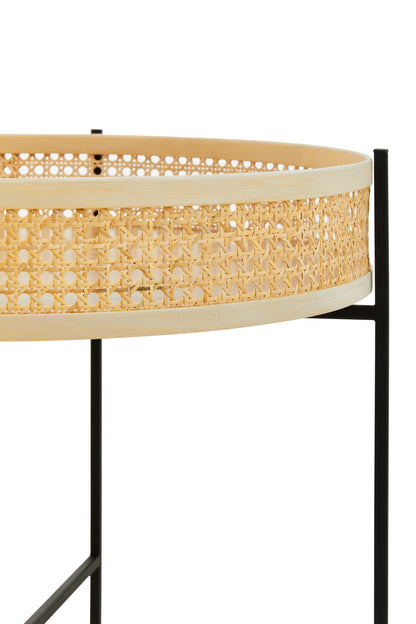 Indy Rattan Coffee Table With Cross Metal Base