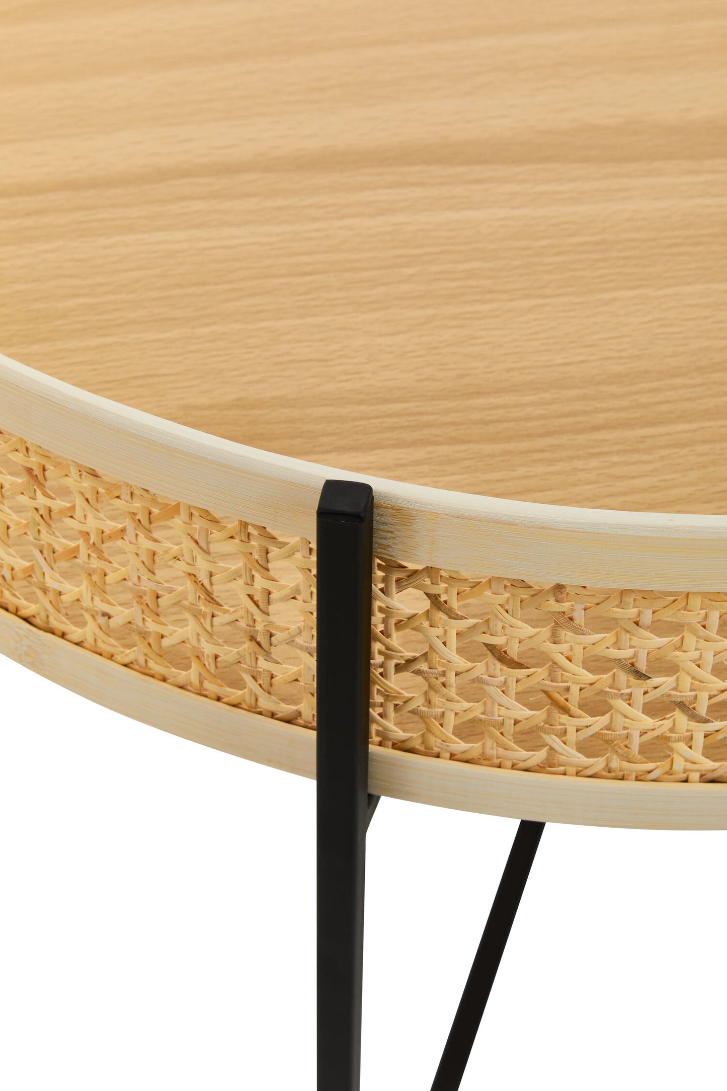 Indy Rattan Coffee Table With Cross Metal Base