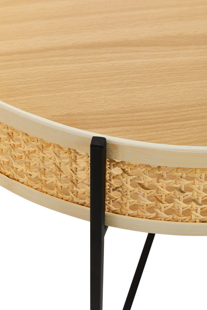 Indy Rattan Coffee Table With Cross Metal Base