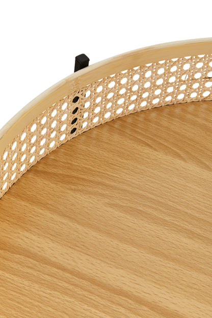Indy Rattan Coffee Table With Cross Metal Base