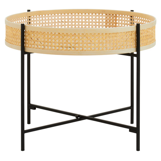 Indy Rattan Coffee Table With Cross Metal Base