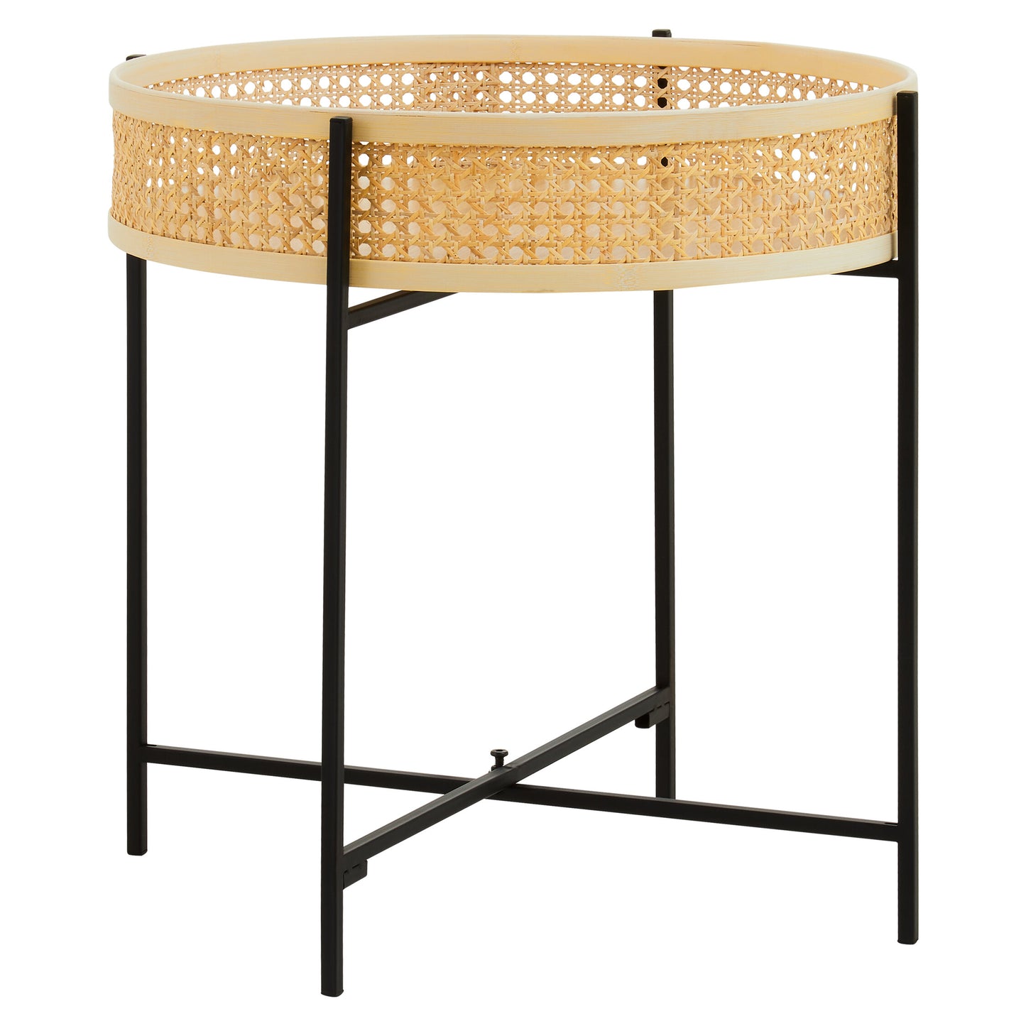 Indy Rattan Side Table With Metal Legs