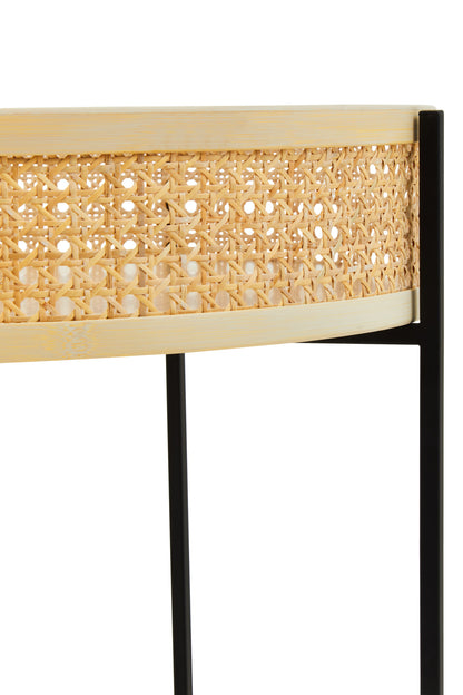 Indy Rattan Side Table With Metal Legs