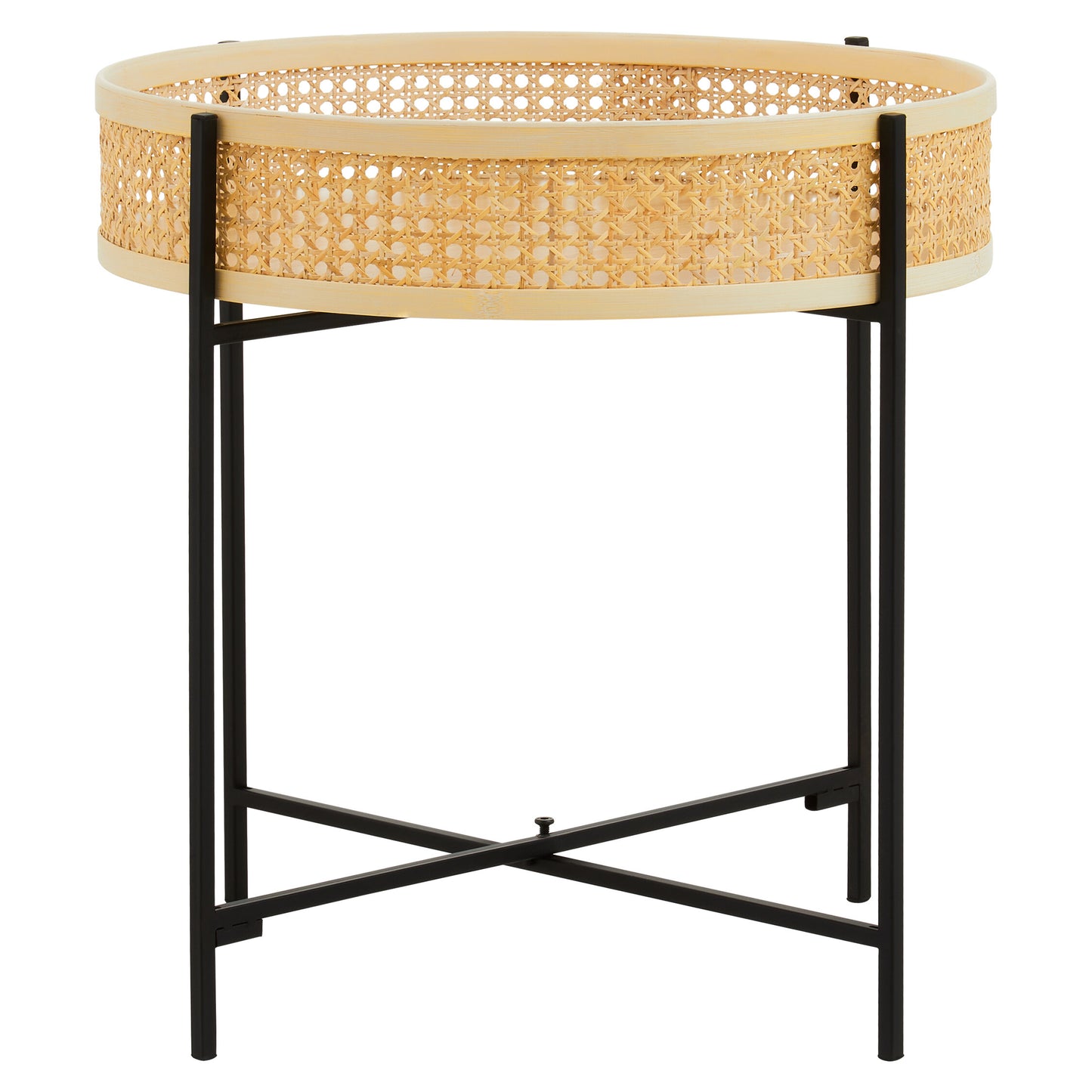 Indy Rattan Side Table With Metal Legs