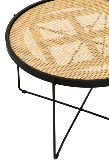Indy Natural Rattan Industrial Round Coffee Table