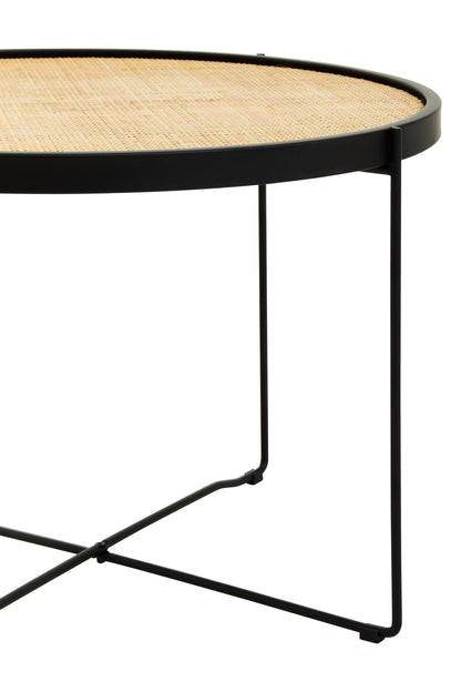 Indy Natural Rattan Industrial Round Coffee Table