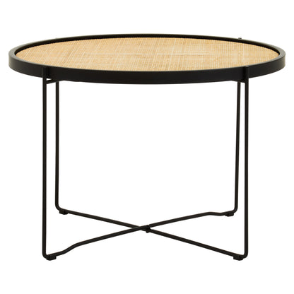 Indy Natural Rattan Industrial Round Coffee Table | Bali & Blue