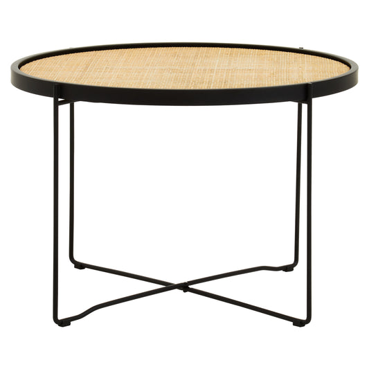 Indy Natural Rattan Industrial Round Coffee Table | Bali & Blue