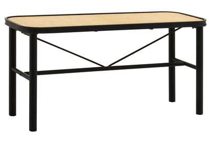 Indy Natural Rattan Industrial Metal Bench