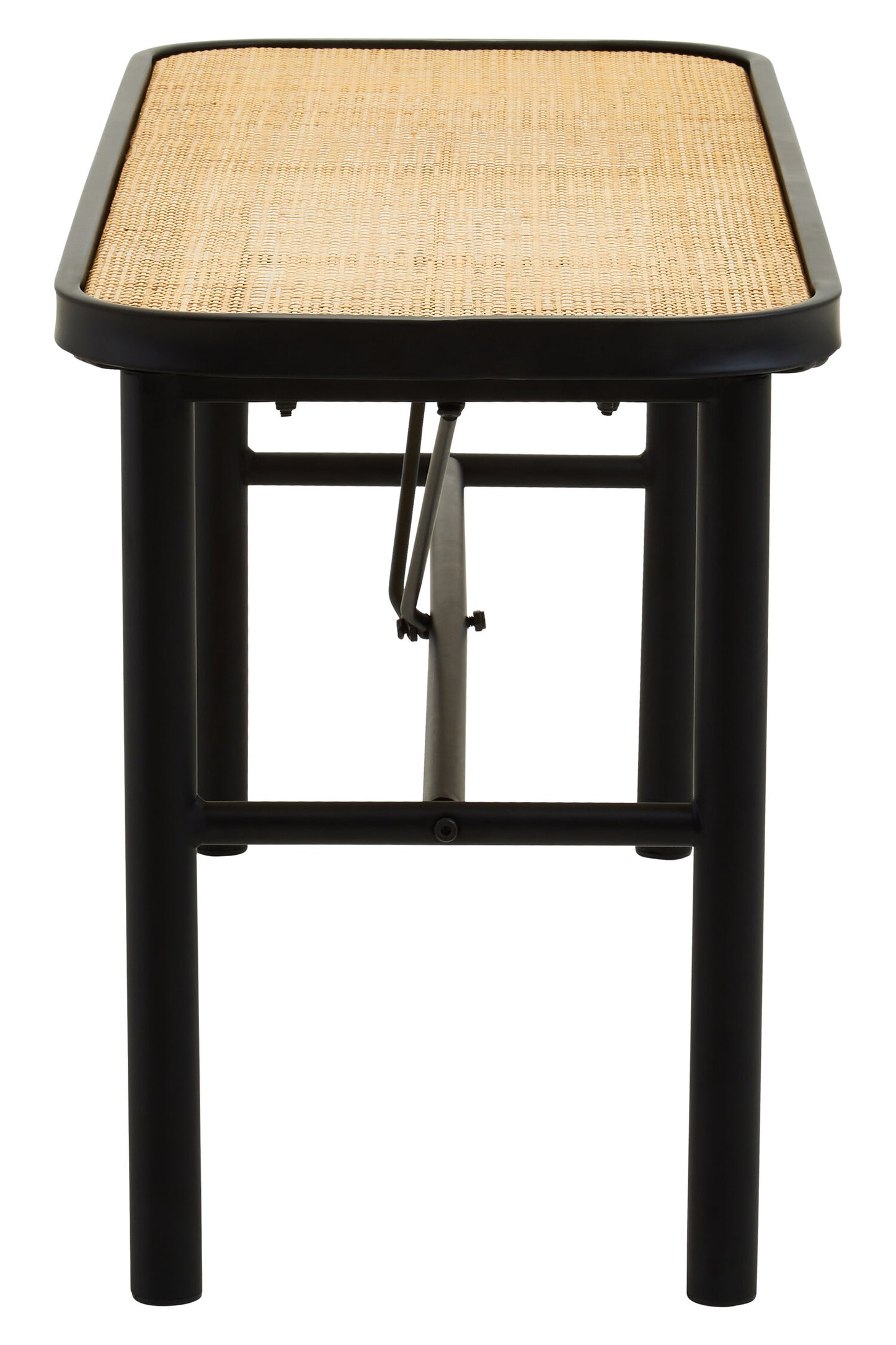 Indy Natural Rattan Industrial Metal Bench