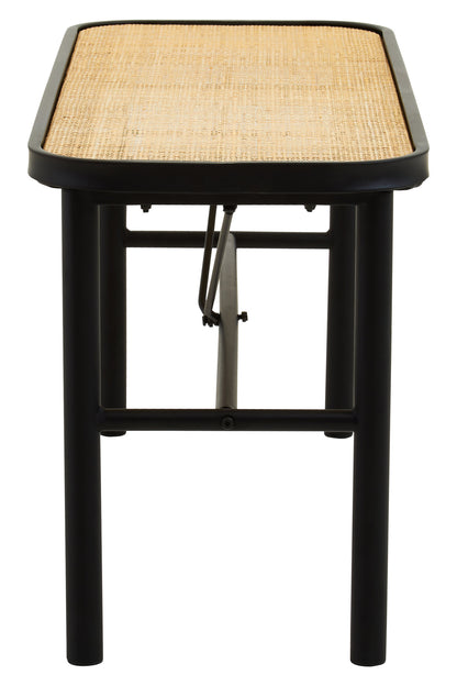 Indy Natural Rattan Industrial Metal Bench