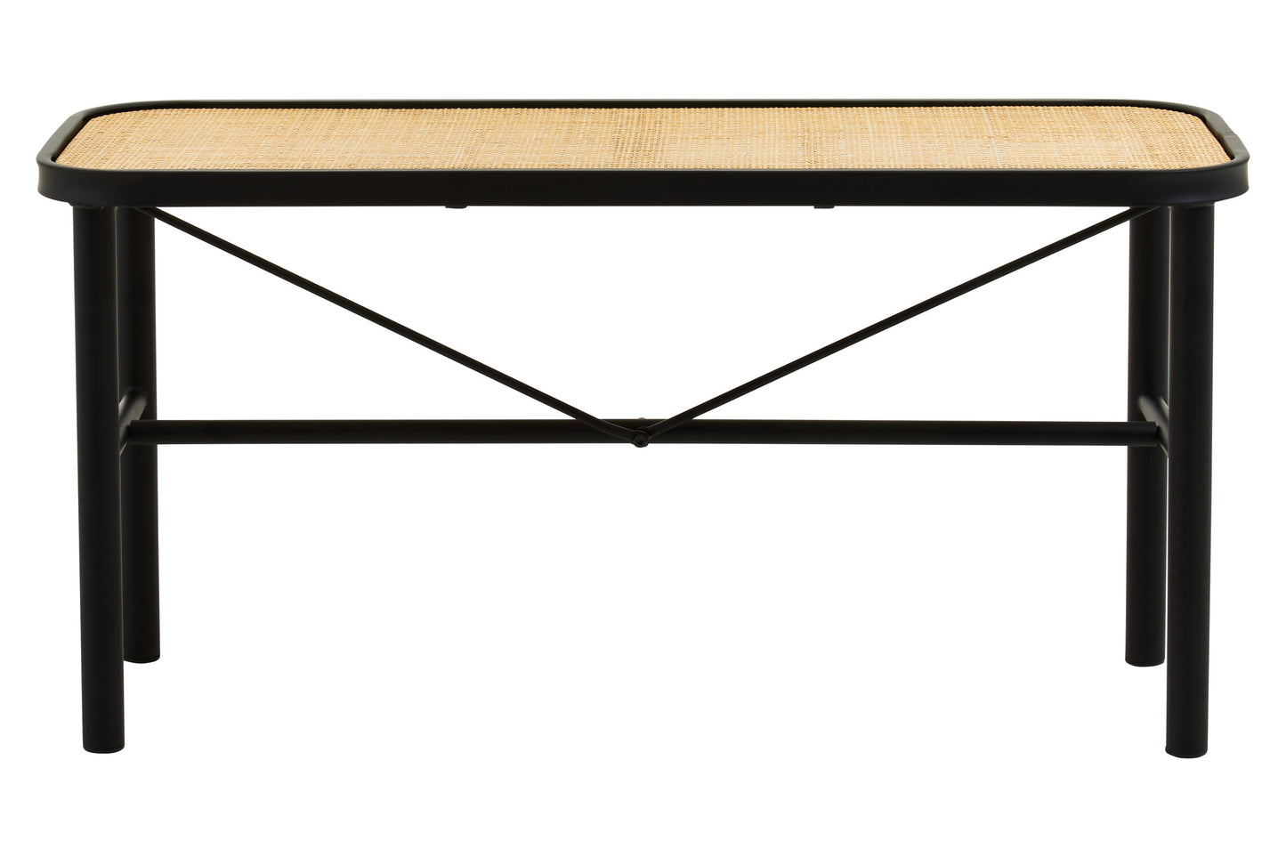 Indy Natural Rattan Industrial Metal Bench