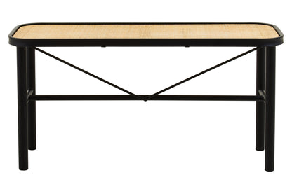 Indy Natural Rattan Industrial Metal Bench