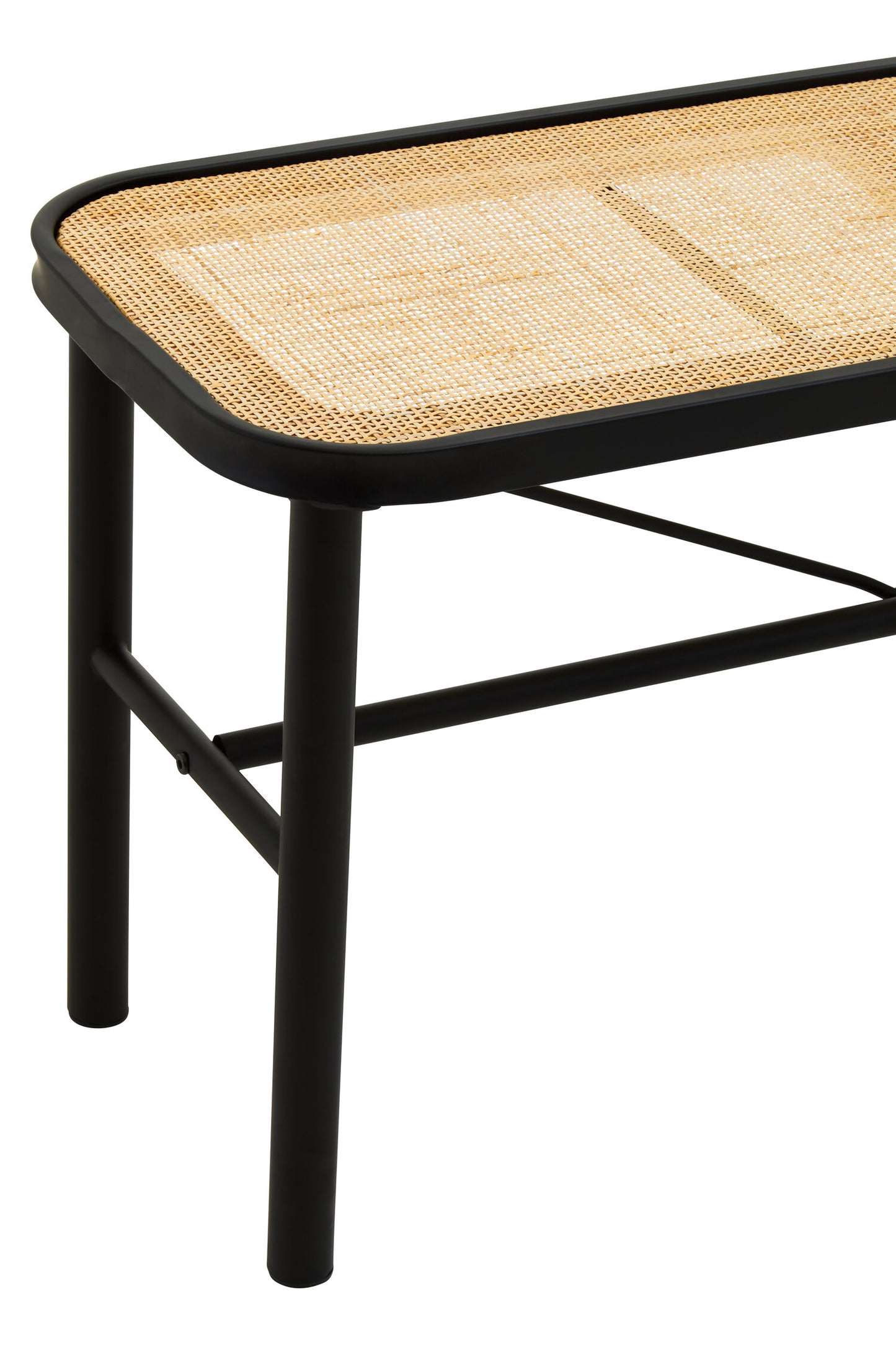 Indy Natural Rattan Industrial Metal Bench