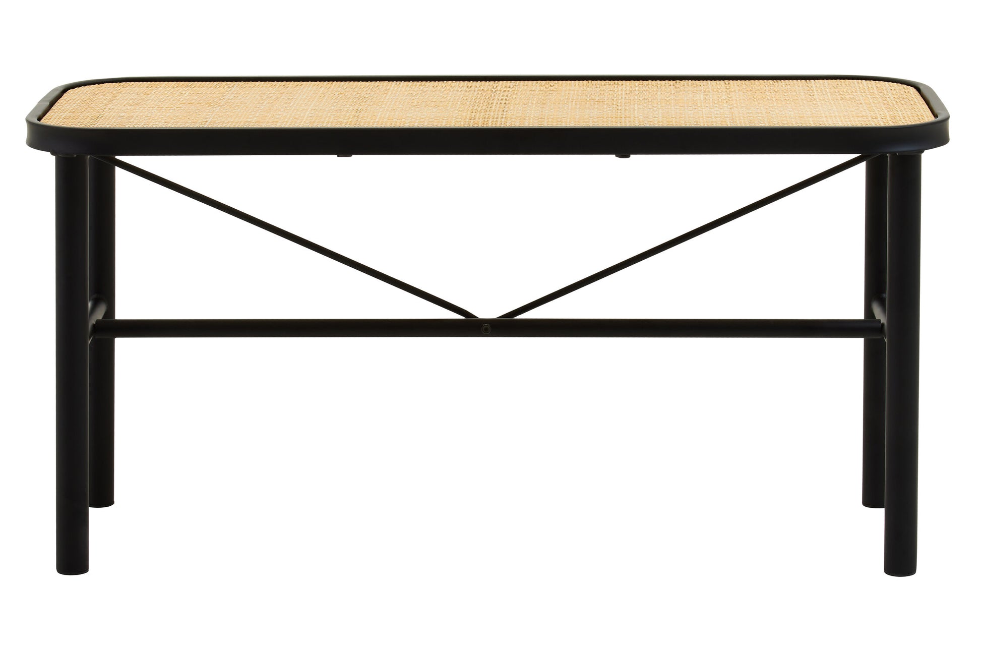 Indy Natural Rattan Industrial Metal Bench | Bali & Blue