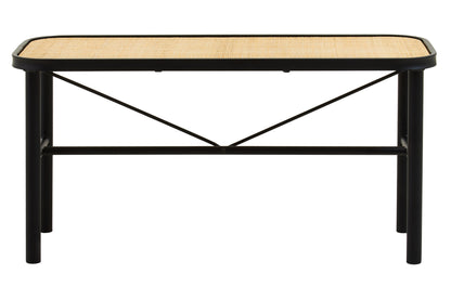 Indy Natural Rattan Industrial Metal Bench | Bali & Blue