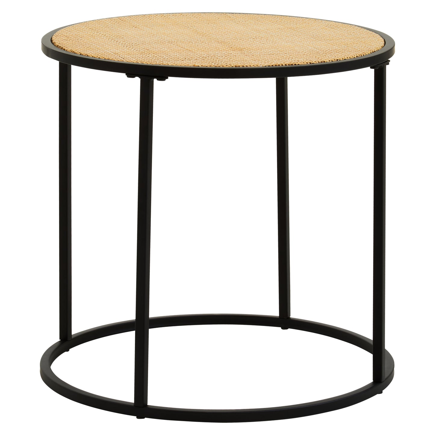 Indy Natural Rattan Industrial Round Side Table