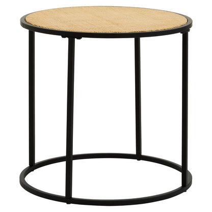 Indy Natural Rattan Industrial Round Side Table
