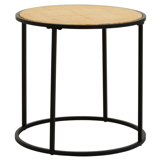 Indy Natural Rattan Industrial Round Side Table